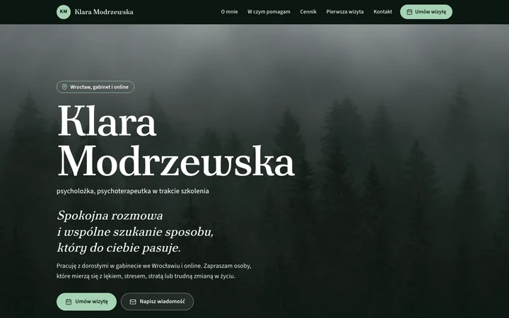 Przykładowa strona w stylu ciemnym na ekranie komputera